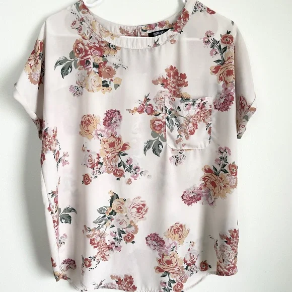 Buffalo David Bitton Pink Floral Blouse - Picture 1 of 5